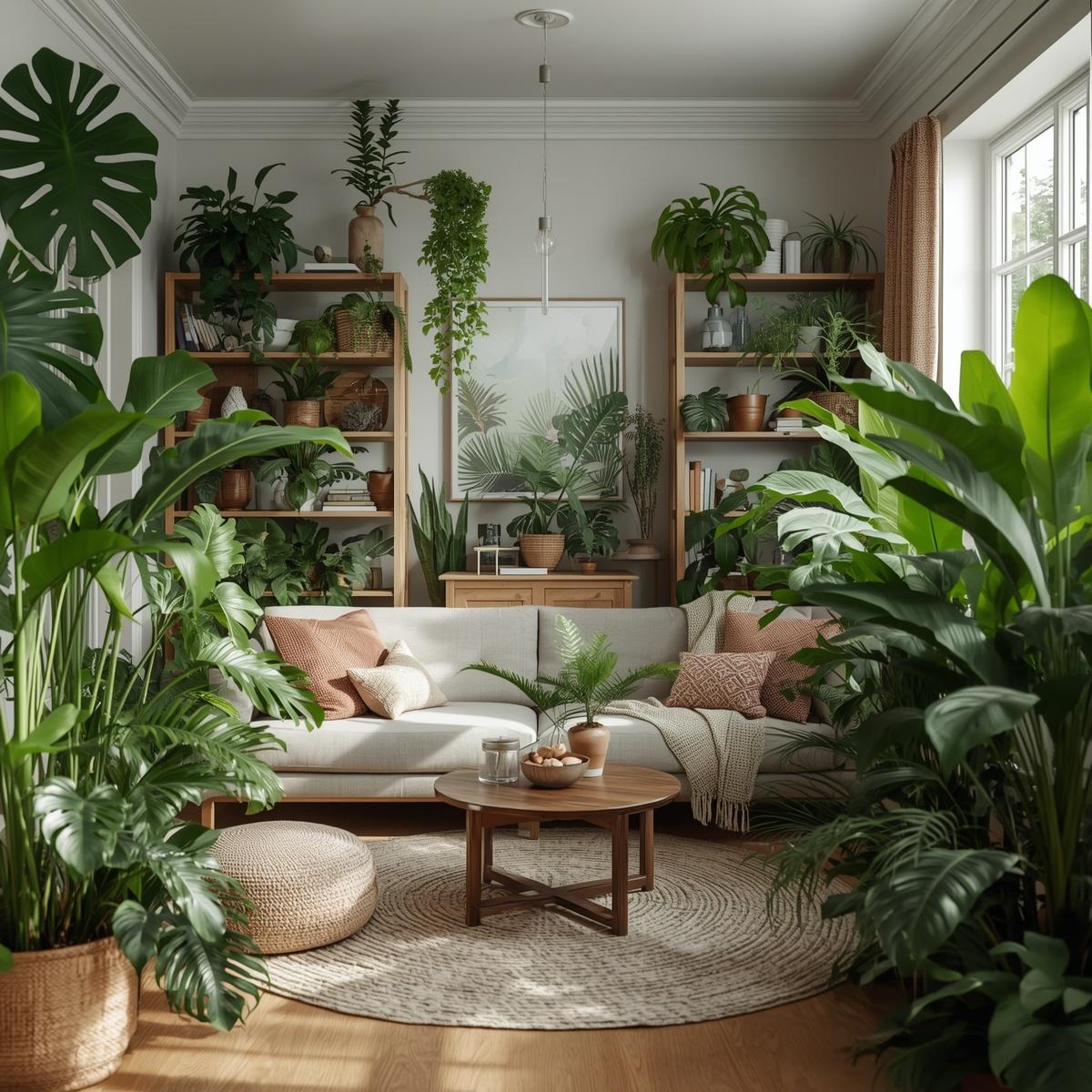 Imponerande växtarrangemang i hotelllobby